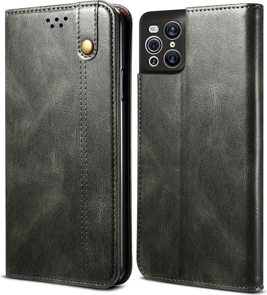 OPPO Find X3 Pro Hülle, LaimTop Leder Flip Brieftasche Schutzhülle für OPPO Find X3/Find X3 Pro Grün