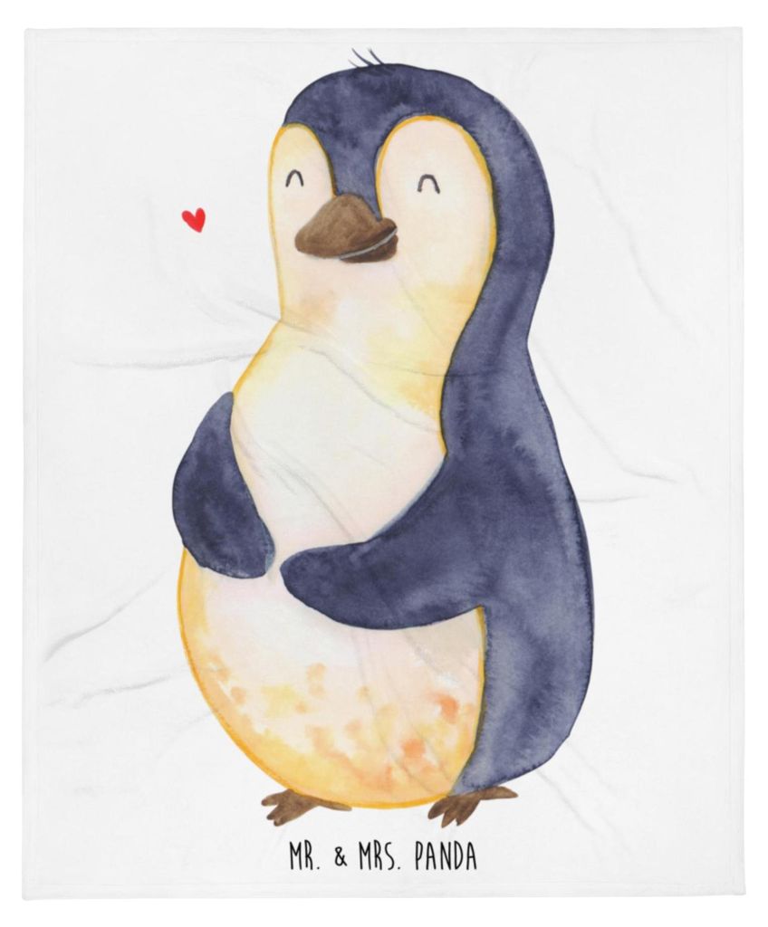 Mr. & Mrs. Panda Kunstfelldecke Pinguin Diät - Weiß - Geschenk, Decke, Tagesdecke, Winterdecke, Abnehmen, Kuscheldecke, Plaid, Bettdecke, Bierbauch