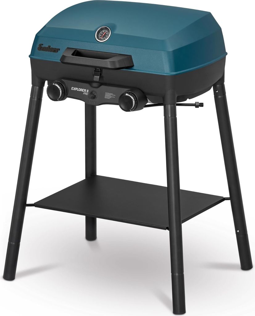 Enders Camping Gasgrill Explorer II Pro, Grill-Thermometer, Grillen-, Kochen-, Backen Funktion, 2 Brenner Edelstahl, kleiner Balkon-Picknick-Grill,...