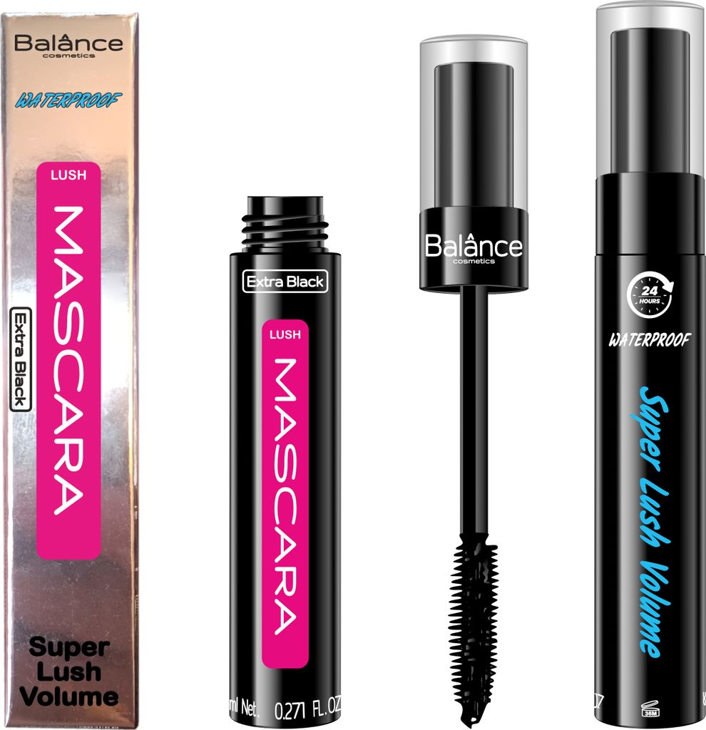 Balânce cosmetics black Mascara "Metropolitan Beautys" Super Lush Volume waterproof schwarze Wimperntusche wasserfest