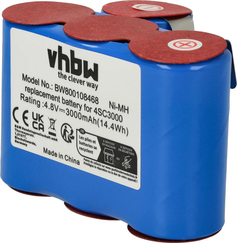 vhbw Akku Ersatz für Vileda 4SC3000 für Staubsauger (3000 mAh, 4,8 V, NiMH)