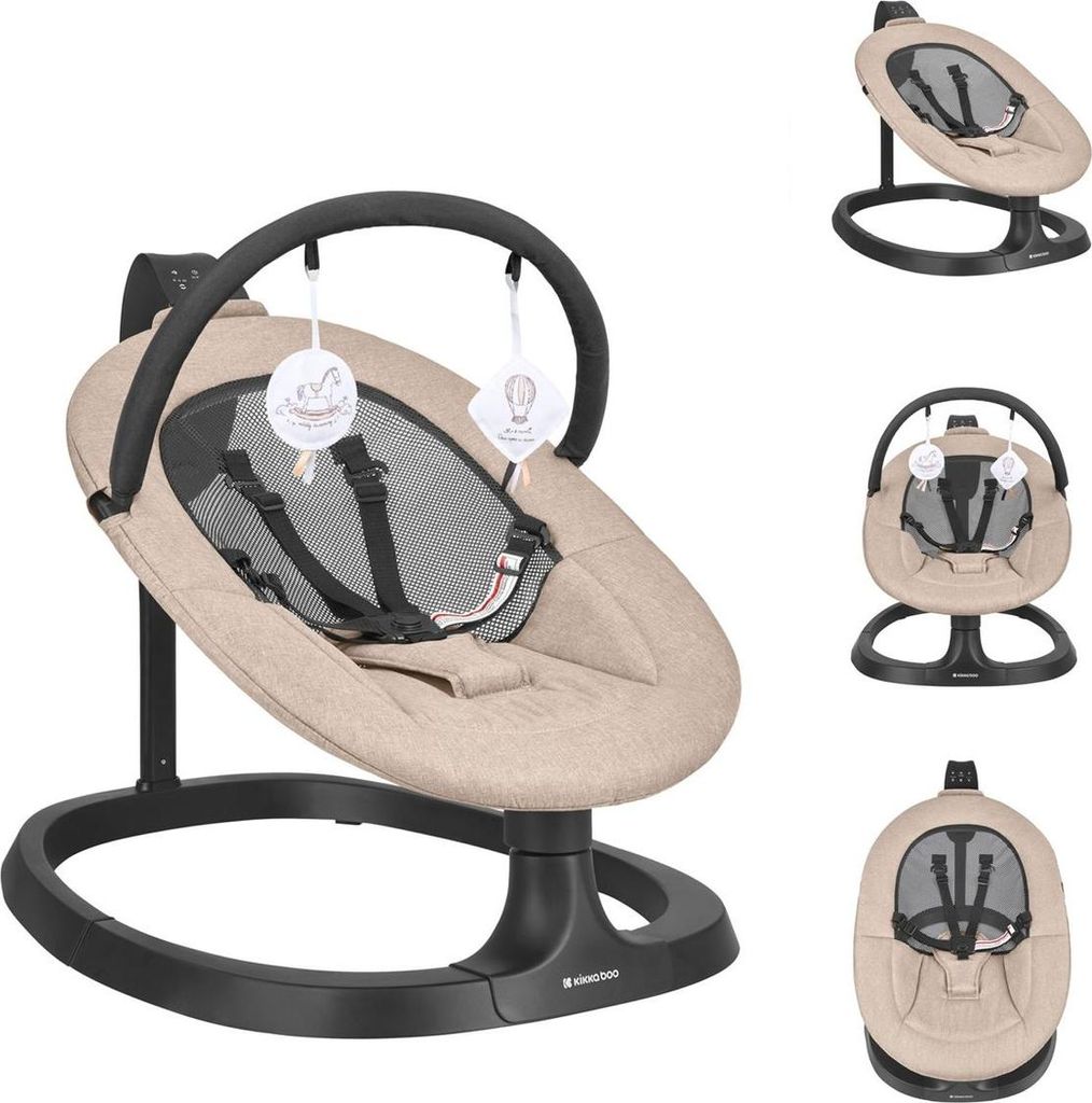 Kikka boo Babywippe Zazu elektrisch Kinderstuhl Musik Schaukelfunktion Timer beige