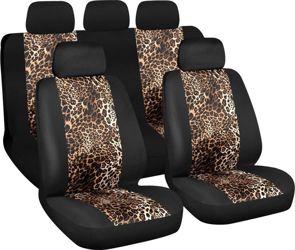 Autositzbezug-Set Leopard Polyester Schwarz mit Produktbild 