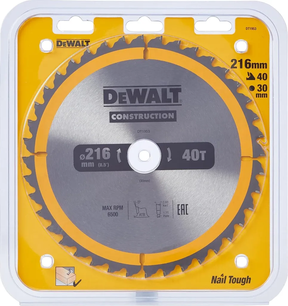 Lama Circolare Dewalt DT1953 216x30 40T | Taglio Preciso e Duraturo