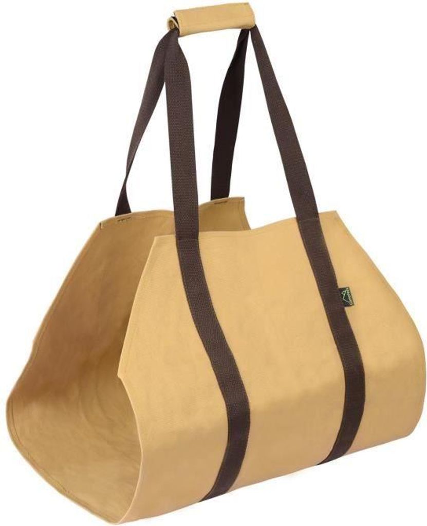 Brennholzsack – U7238 – Wasserabweisendes, gewachstes Canvas – Gepolsterter Griff – Sandfarben