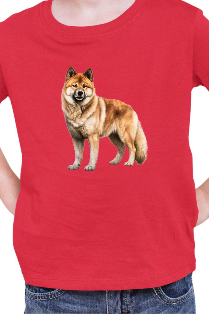 Kinder T-Shirt Dogs Breeds Akita Dog Breed 006, 9-11 Jahr - 140 / Rot