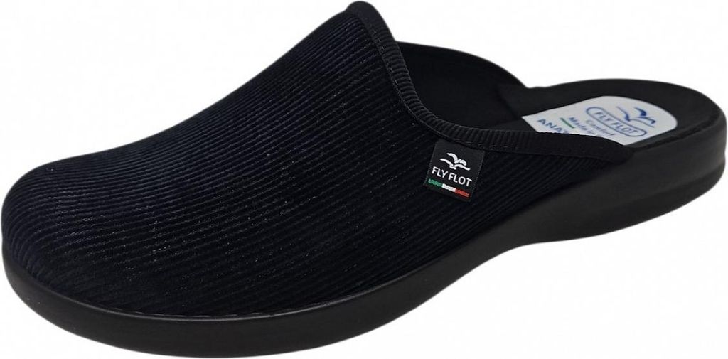 Fly Flot Herren Hausschuh Cord Pantoffel mit leichter Piumatech Laufsohle 220092, Größe:43 EU, Farbe:Schwarz