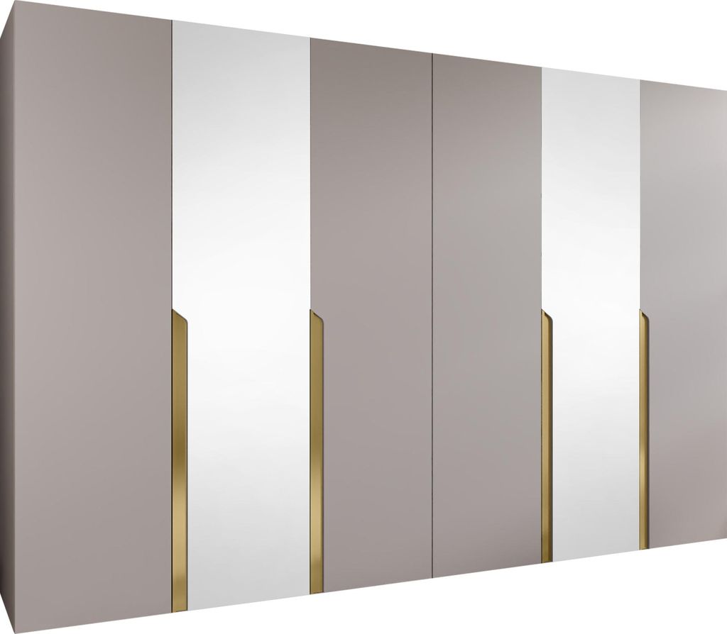MIRJAN24 Kleiderschrank Mila 2 300 mit Spiegel, Schlafzimmer, Kleiderschrank, mit sechs Drehturen und mit vier Kleiderstange, Modern, Garderobensch...
