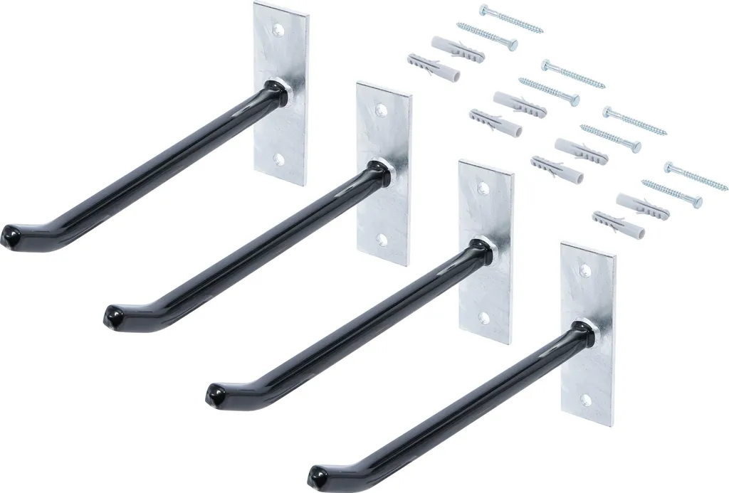 Stop aux jantes rayées au sol - 4 supports muraux 250 mm haute résistance