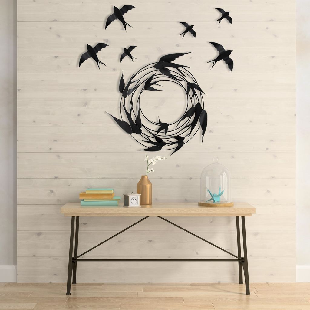 Wallity, Migration - 2, Dekoratives Metallaccessoire, 100 % METALL (Stärke: 0,8 mm), Mehrfarbig, 79 x 8 x 79 cm