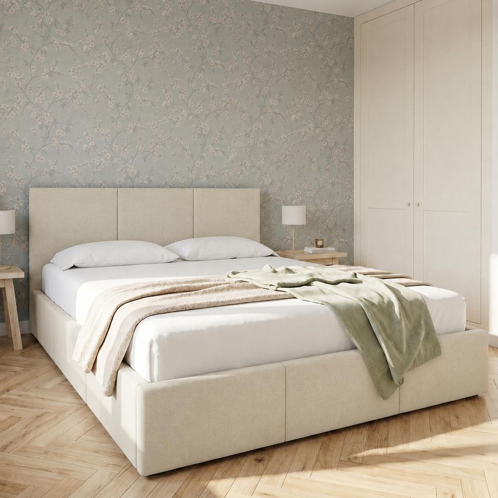 Lit double "Home Collective", modèle "Bett", lit rembourré, Image du produit  Image générée par une IA