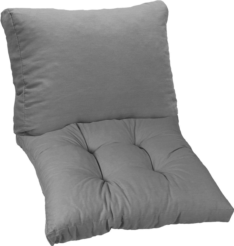 NYVI Loungekissen SmartLounge Set 1x Sitzkissen 60x60 cm und 1x Rückenkissen 60x40 cm Hellgrau - Wasserabweisende Auflagen für Indoor und Outdoor...