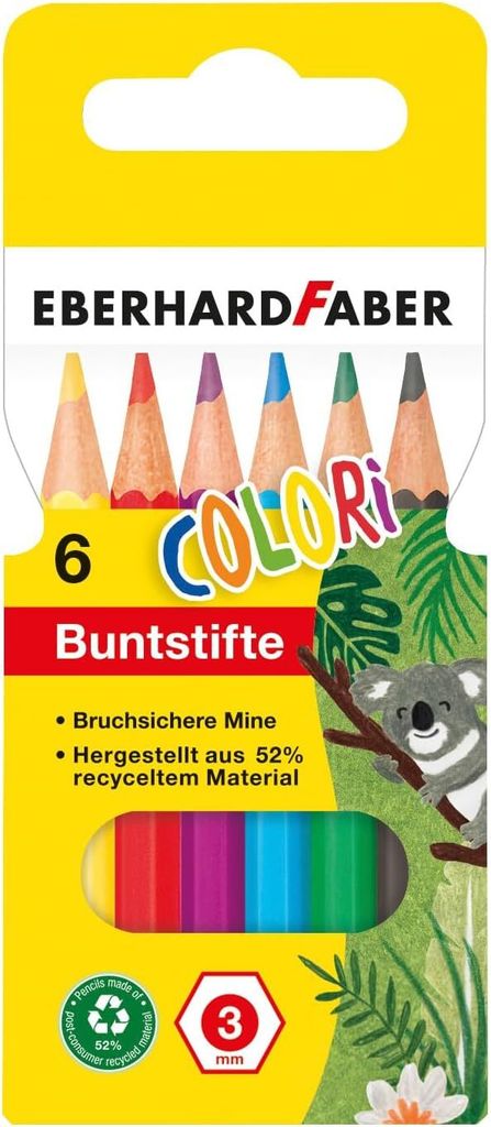 EBERHARD FABER Hexagonal-Buntstift COLORI kurz 6er Etui Produktbild 
