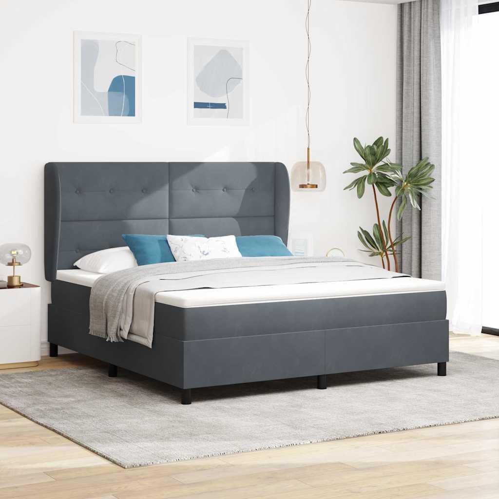 Maison Exclusive - Boxspringbett mit Matratze Dunkelgrau 200 x 180 cm Samt