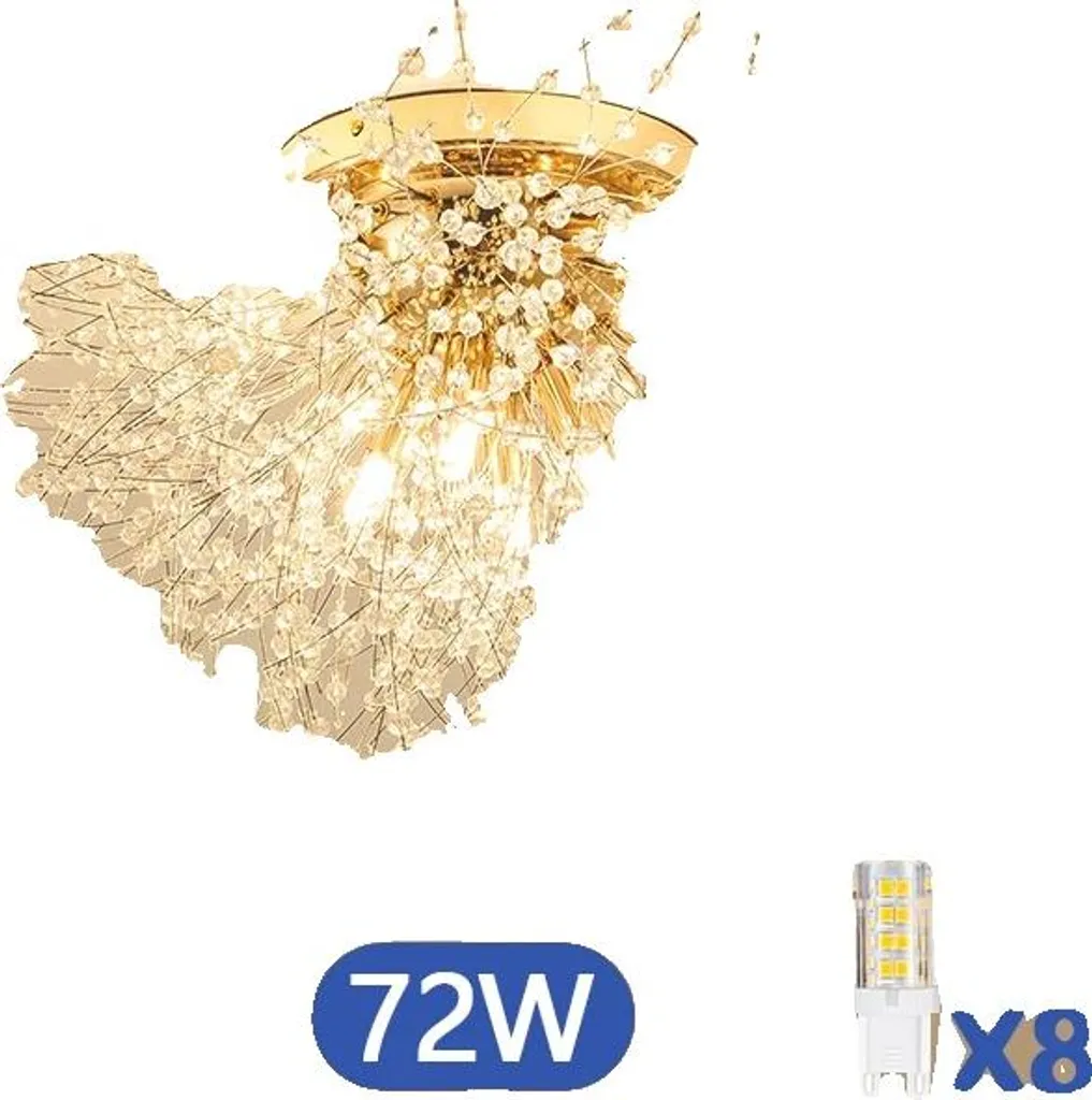Plafonnier doré 8 lumières LED pour éclairer efficacement les grandes pièces