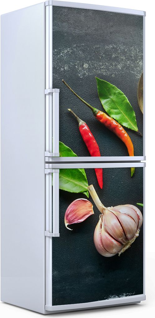 Kühlschrankdekoration 60x180 cm Aufkleber auf dem Kühlschrank - Kräuter und Gewürze