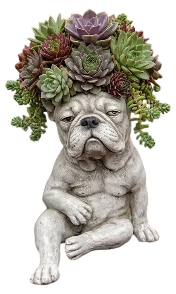 Bulldog-Blumentopf – Kreativer Deko-Pflanztopf mit einzigartigem Design – Blickfang für den Garten – Pflanztopf für drinnen und draußen ...