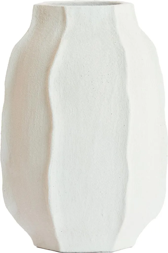 Grand Vase Design en Pierre Blanche SAPHIRA 50 cm - Style Minimaliste