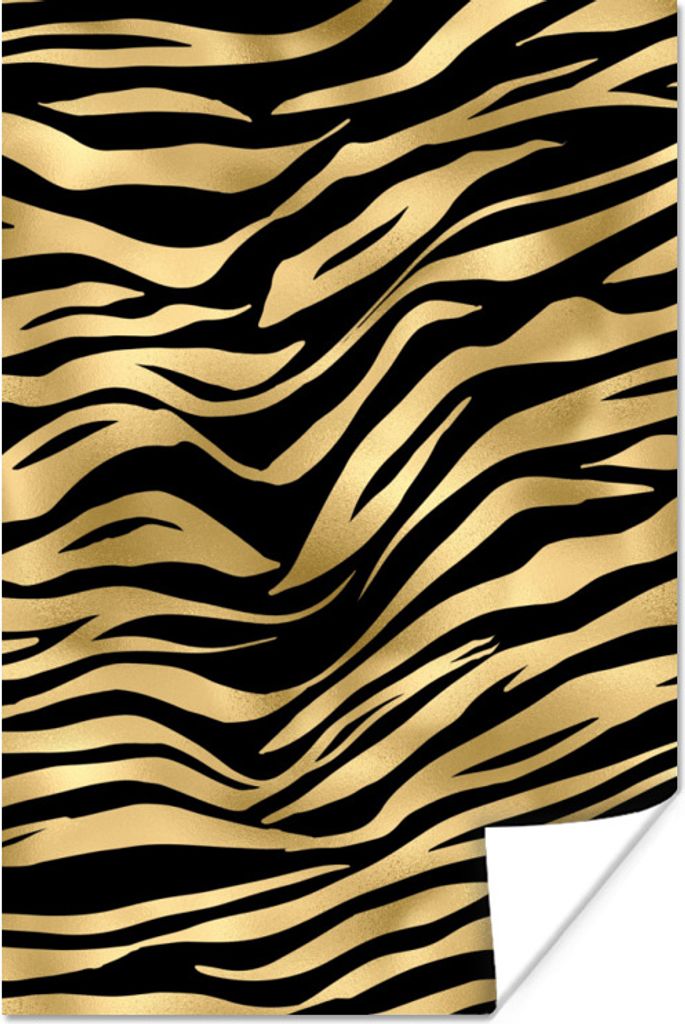 MuchoWow Poster Muster - Zebra - Gold 20x30 cm - Papierdruck