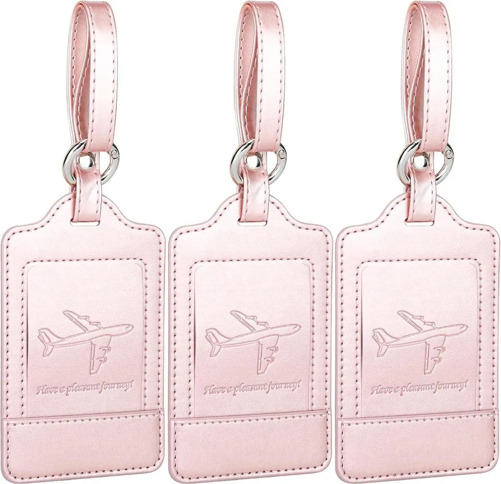Étiquettes de voyage lot de 3 or rose pour valise et sac à dos cuir