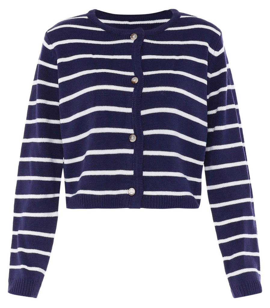 Kawai Damen Cardigan - dunkelblau-weiße Streifen, XL/XXL