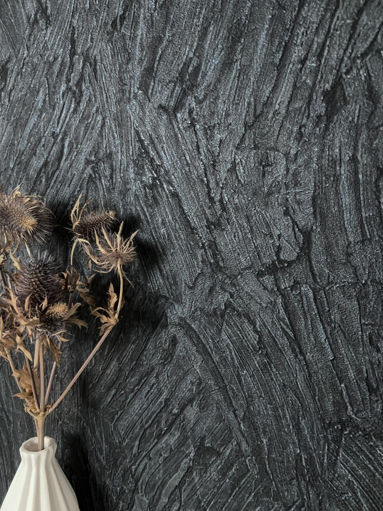 NEWROOM Tapete Schwarz Vliestapete Muster - Mustertapete Modern Dunkelgrau Grau Struktur Metallic Glamour 3D Optik Rustikal