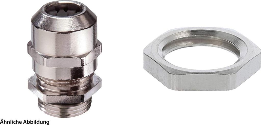 WISKA Verschraubung mit Gegenmutter M12x1,5 inkl. O-Ring Messing (CuZn) vernickelt Gewindelänge 5,0mm - 1 Stück