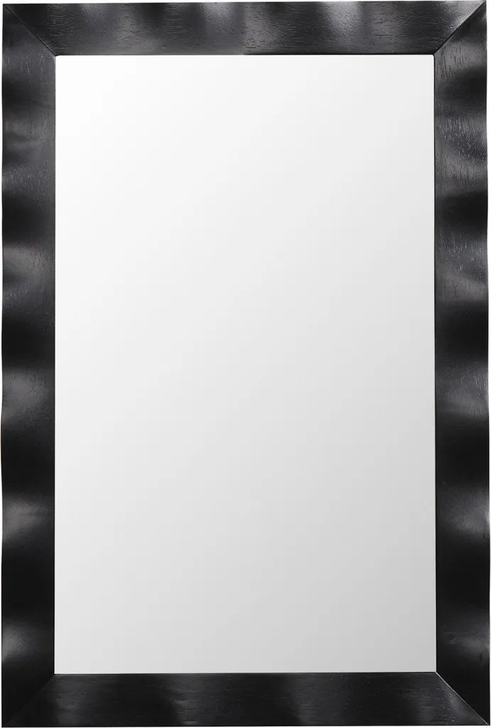 Miroir mural en bois d'hévéa noir style ferme rustique 50x70 cm
