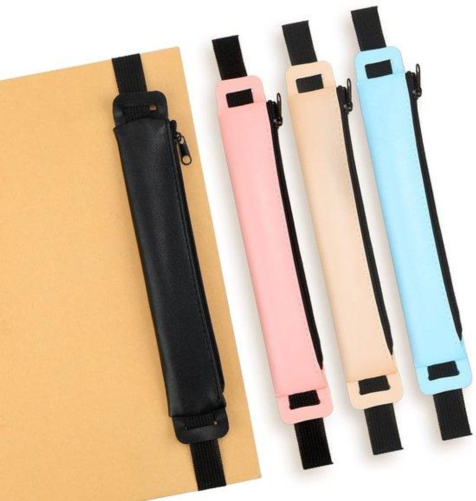 4-fach Etui aus Kunstleder für Notizbuch, Tagebuch, mit elastischer Band, in Rosa, Blau, Kaki, Schwarz