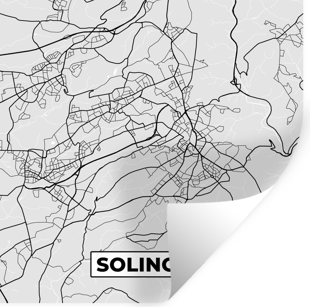 MuchoWow Wandtattoo Wandsticker Wandaufkleber Karte - Stadtplan - Deutschland - Solingen 30x30 cm Selbstklebend und Repositionierbar - Reposition...