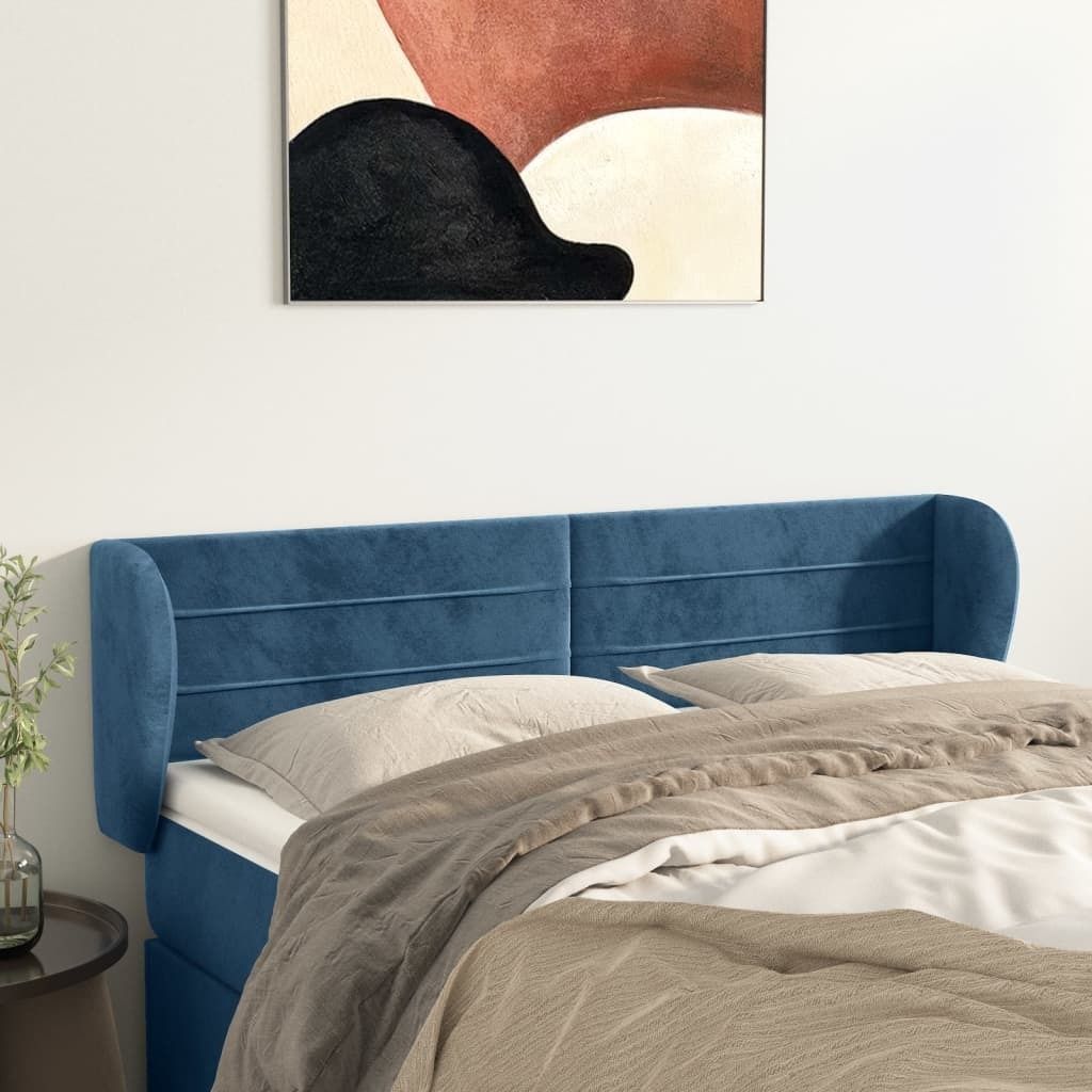Maison Exclusive - Kopfteil mit Ohren Dunkelblau 147x23x78/88 cm Samt
