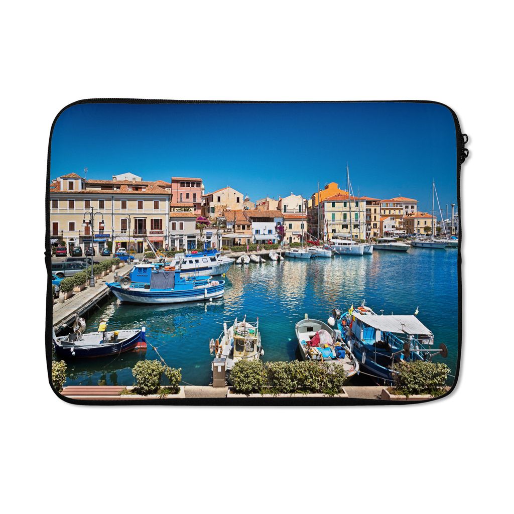 MuchoWow Laptop Hülle 13 Zoll Der Hafen von La Maddalena Sardinien Laptoptasche - Laptophülle - Sleeve - Rundumschutz