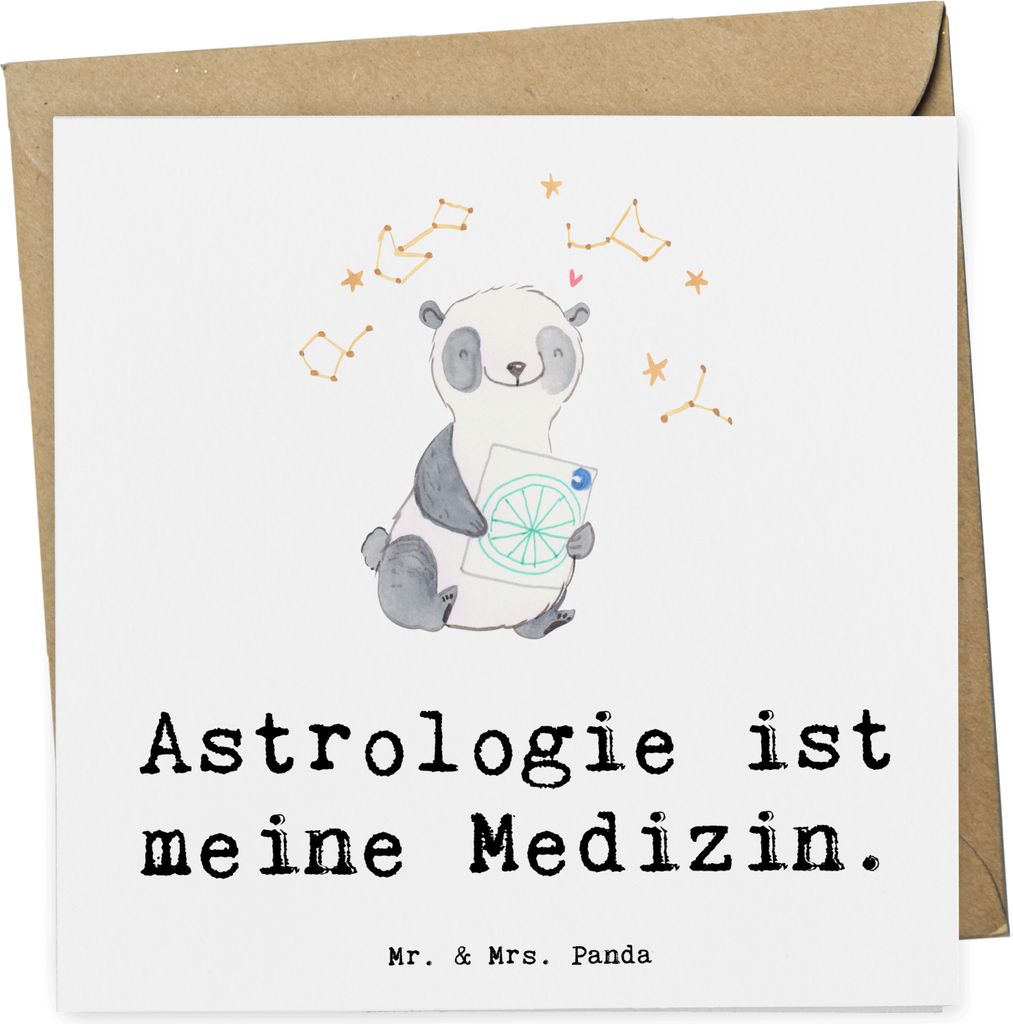 Mr. & Mrs. Panda Grußkarte Panda Astrologie - Weiß - Geschenk, Sternbilder, Klappkarte, doppelkarte, anlasskarte, faltkarte, Horoskop, Glückwuns...