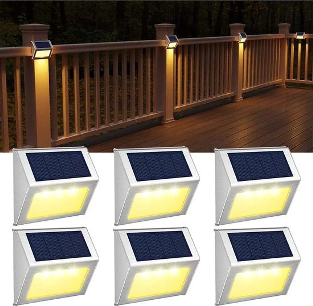 Lot de 6 lampes sans fil en acier inoxydable pour escalier et terrasse