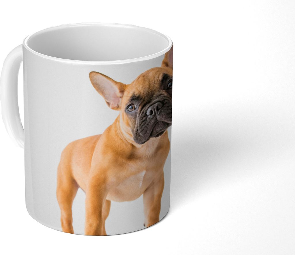 MuchoWow Tasse Kaffeetasse Kaffeebecher 350 ml Französische Bulldogge - Braun - Weiß Teetasse - Fototasse - Becher - Keramikbecher - Teebecher ...