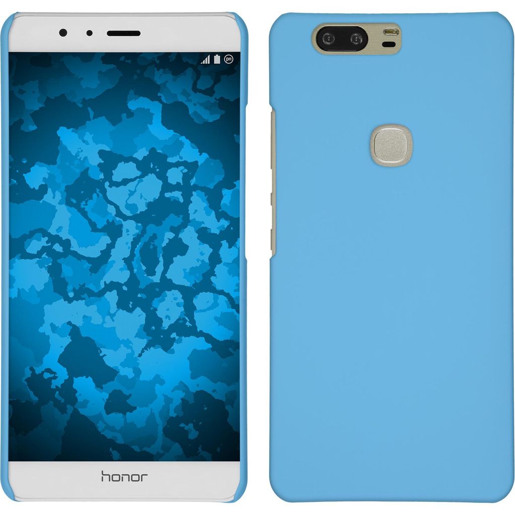 PhoneNatic Case kompatibel mit Huawei Honor V8 - Hülle hellblau gummiert Hard-case + 2 Schutzfolien
