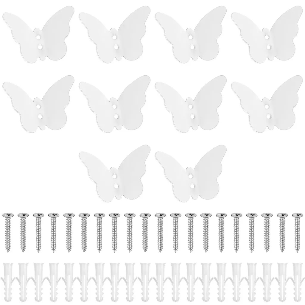 Gagnez de la Place avec ce Lot de 10 Crochets Muraux Papillon Argentés