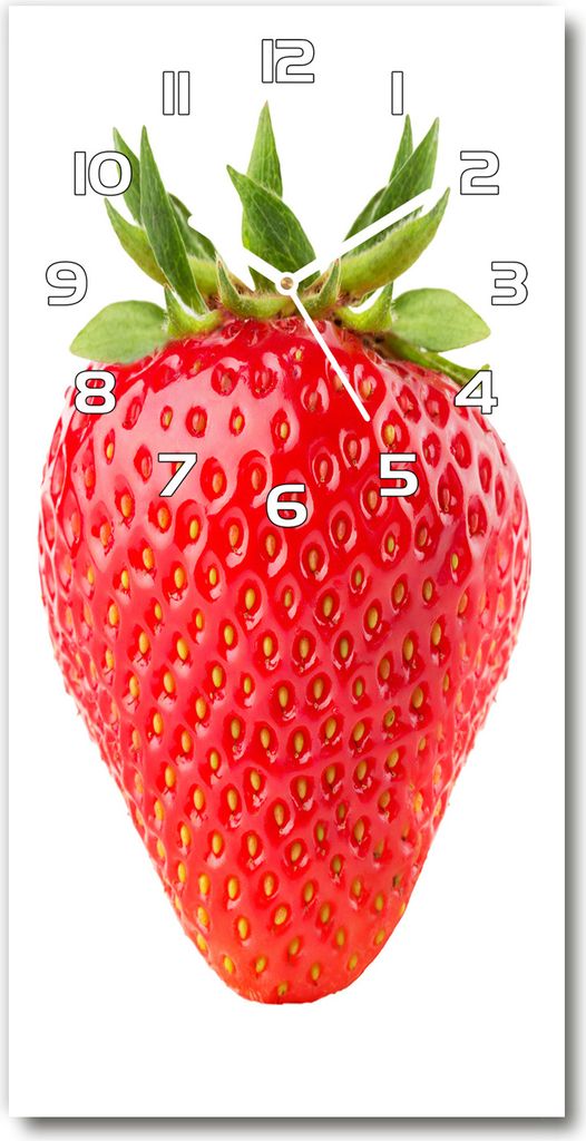 Wanduhr aus Glas – 30x60 cm - Glasbild - Glasuhr - Gehärtetes Glas -Erdbeere