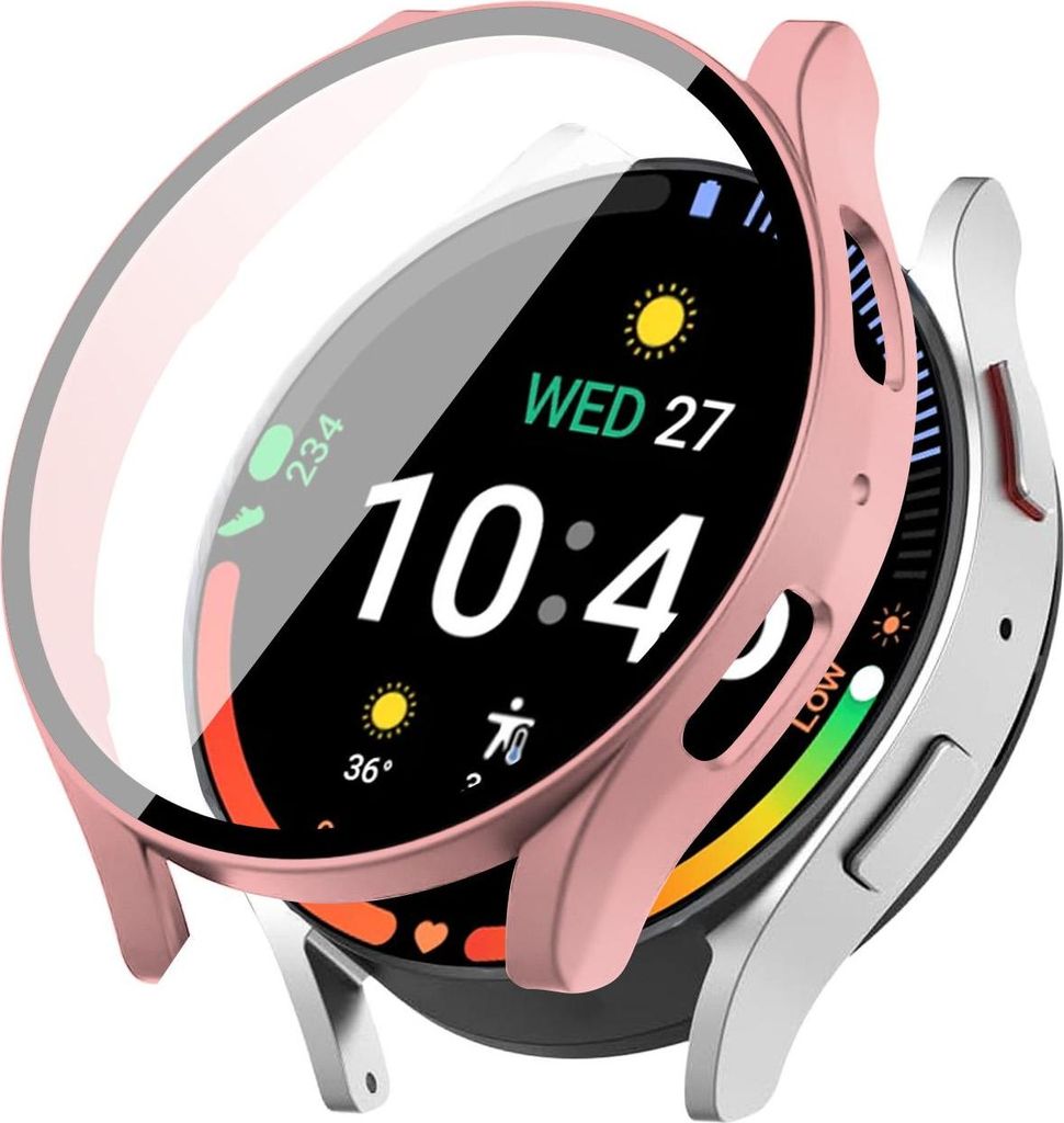 360 Grad Smartwatch Hülle für Samsung Galaxy Watch6 44 mm mit Displayschutz Case Watch Cover Bumper Rundum Schutzhülle Uhr Bildschirmschutz Rose...
