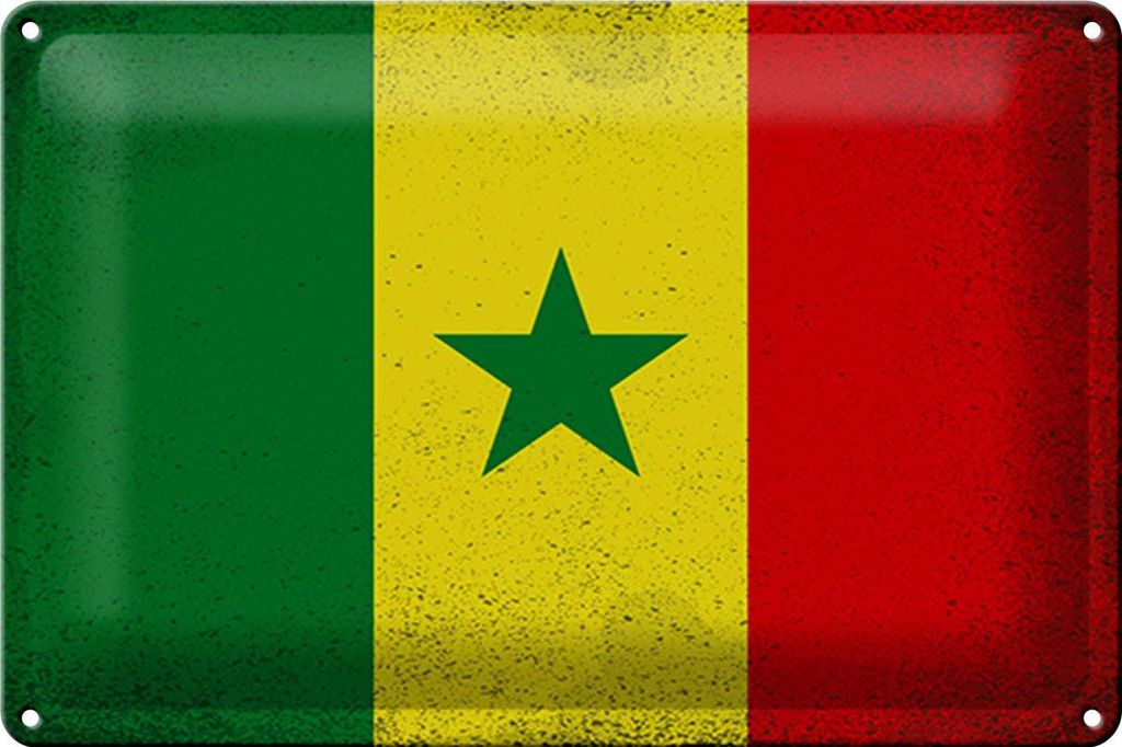 Blechschild Flagge Senegal 30x20cm Flag of Senegal Vintage Produktbild 