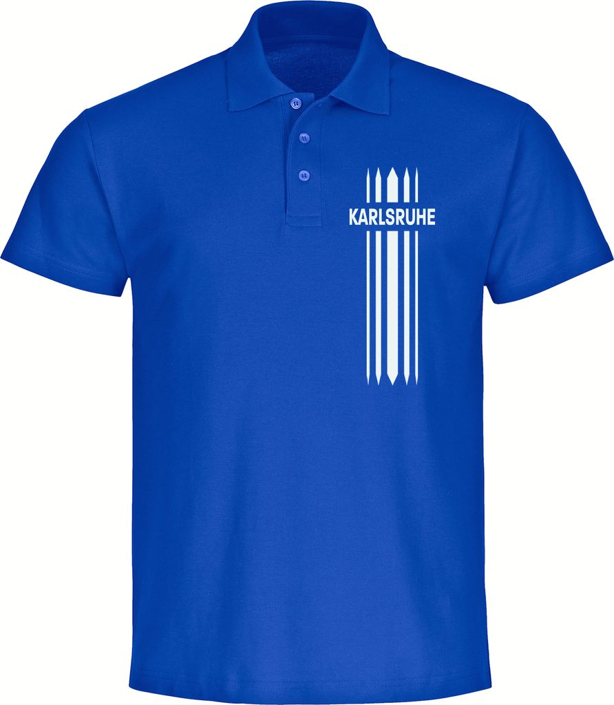 multifanshop Poloshirt - Karlsruhe - Streifen, blau, Größe S