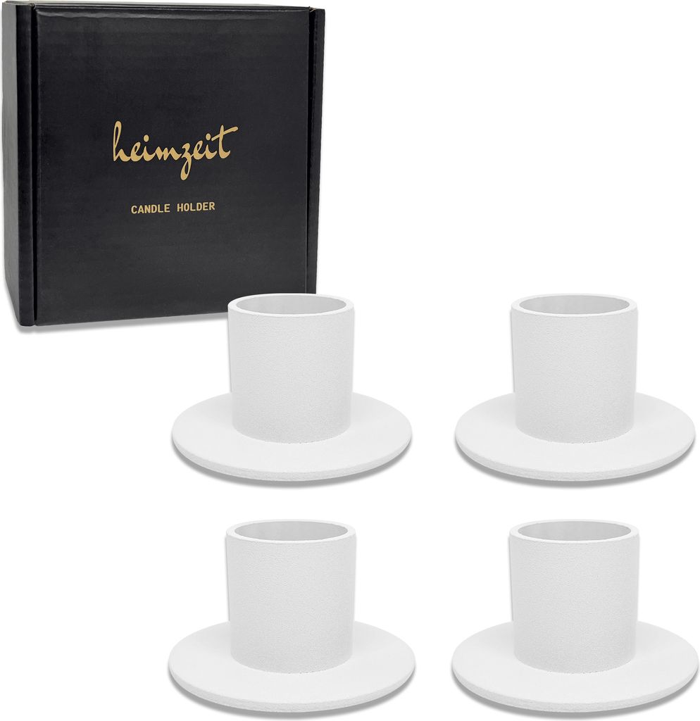 4x Kerzenhalter Eisen Weiß Stabkerzen 22mm Kerzenständer Produktbild 