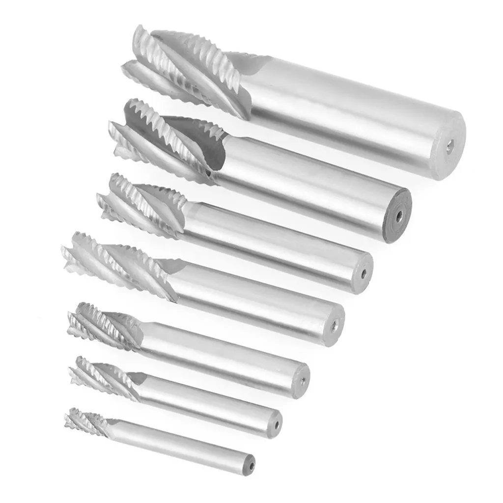 Fraise à queue ébauche contre bourrage copeaux coffret HSS 7 tailles