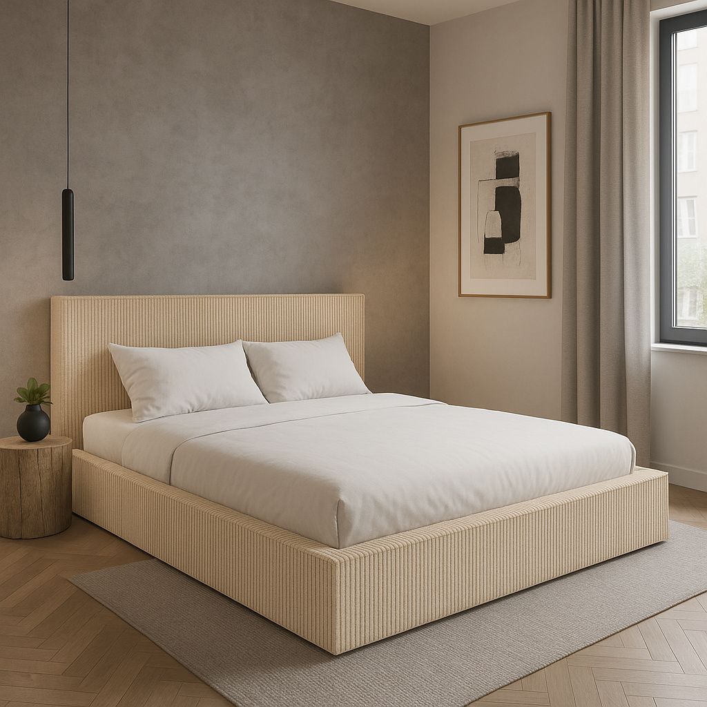 GUTTO Lit rembourré sur mesure FILO Crème 200x200 en Image du produit 