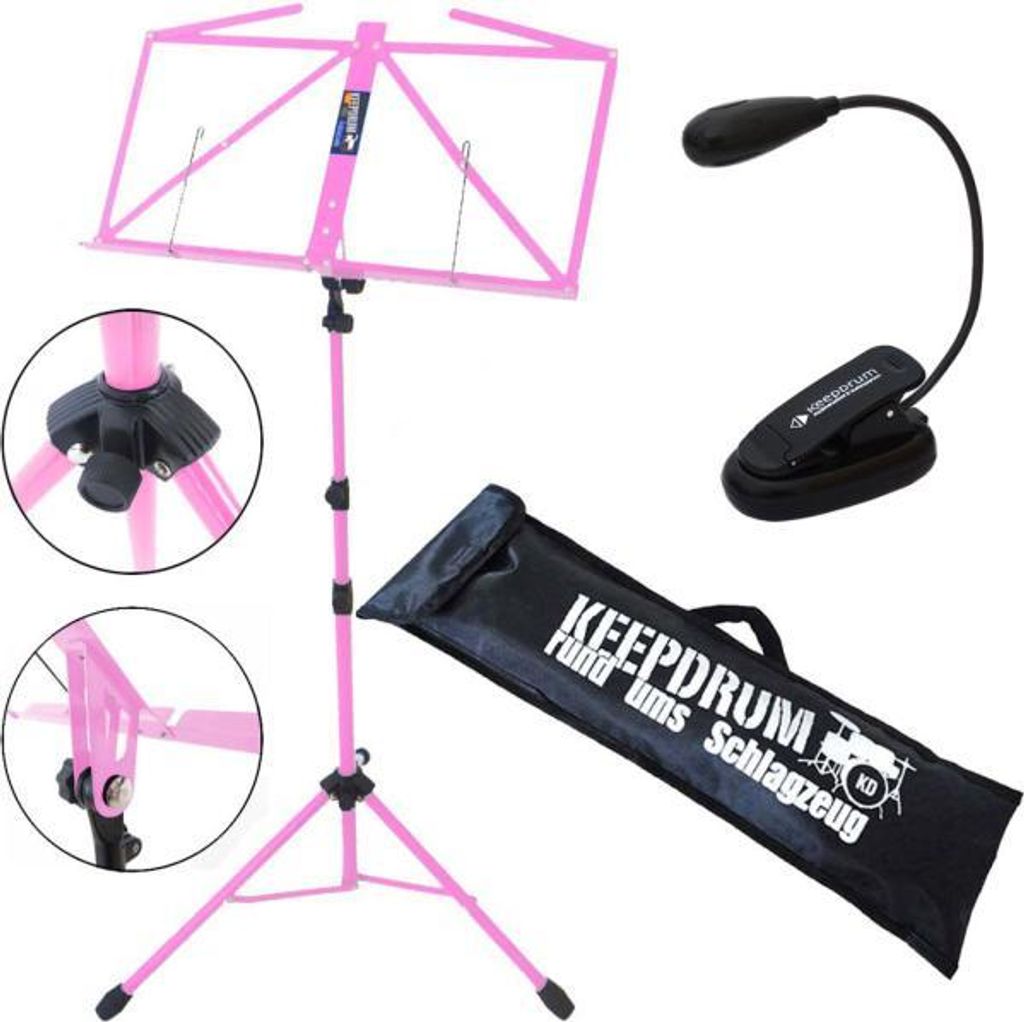 keepdrum MUS3PK Notenständer Pink mit Leuchte Produktbild 