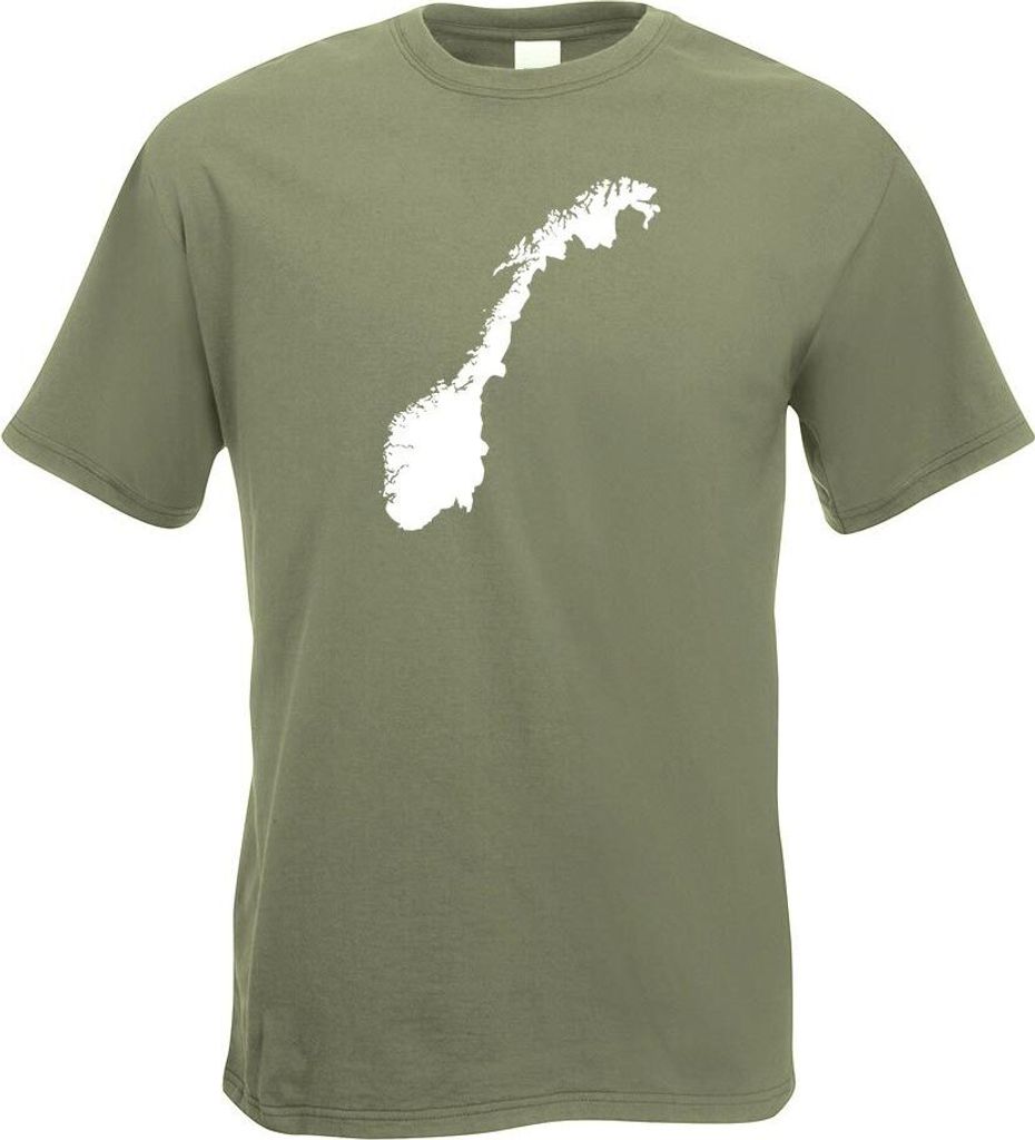 Kiwistar - T-Shirt - Olive - Norwegen Umriss Kontur Herren Funshirt Bedruckt Design Sprüche Spruch Motive - mit Motiv Bedruckt - Funshirt Design -...