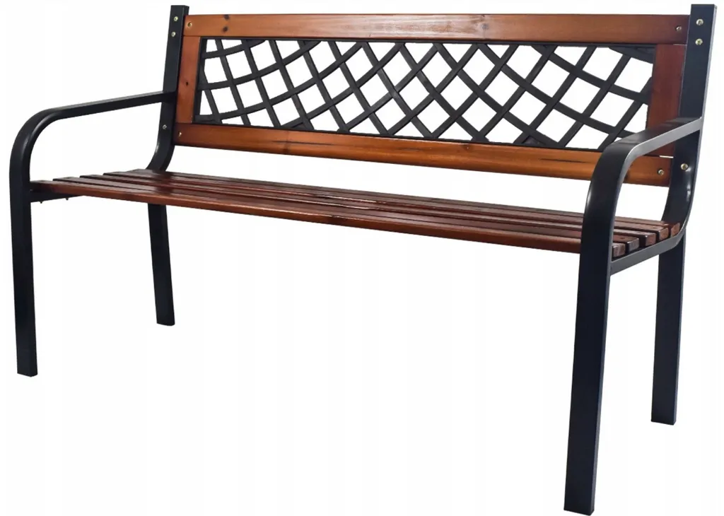 Panchina da Giardino per Famiglia 118cm - Legno e Metallo Decorato