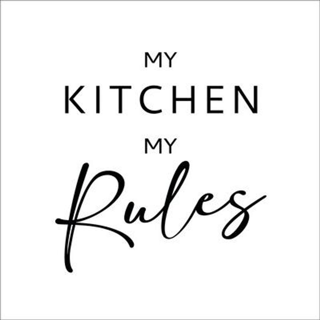 Glasbild My Kitchen Rules 20x20 cm