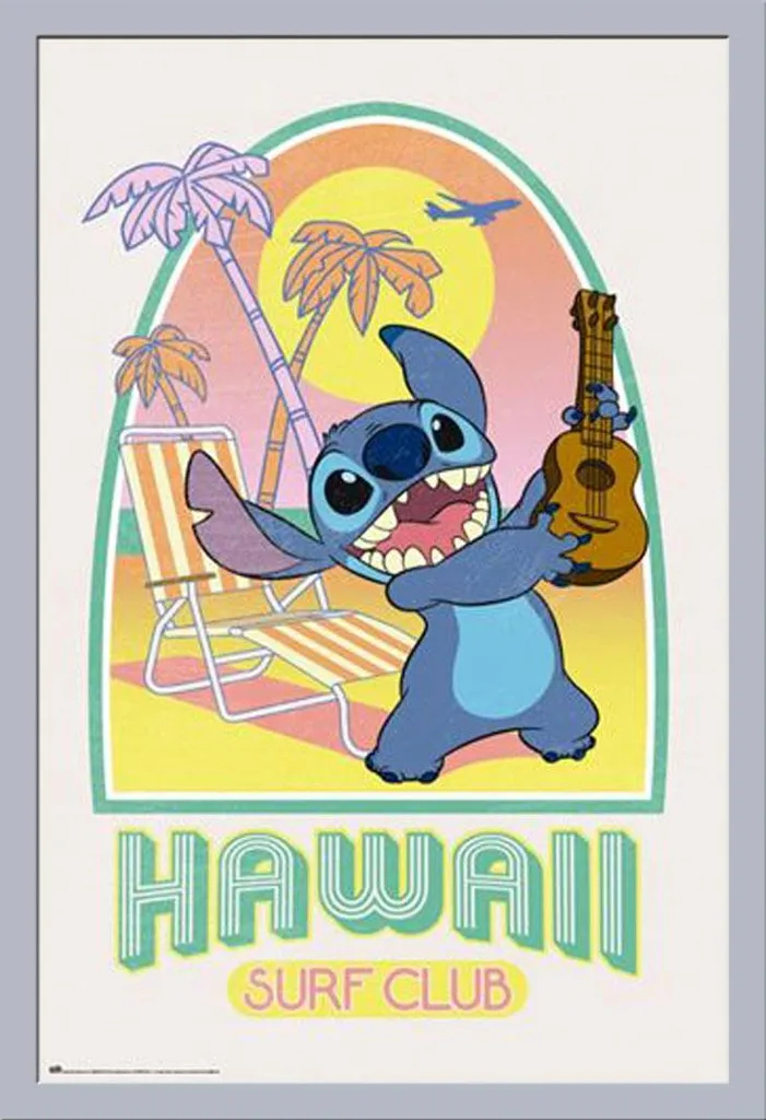 Poster Lilo & Stitch Disney avec Cadre Argenté 61x91,5 cm Prêt à Poser