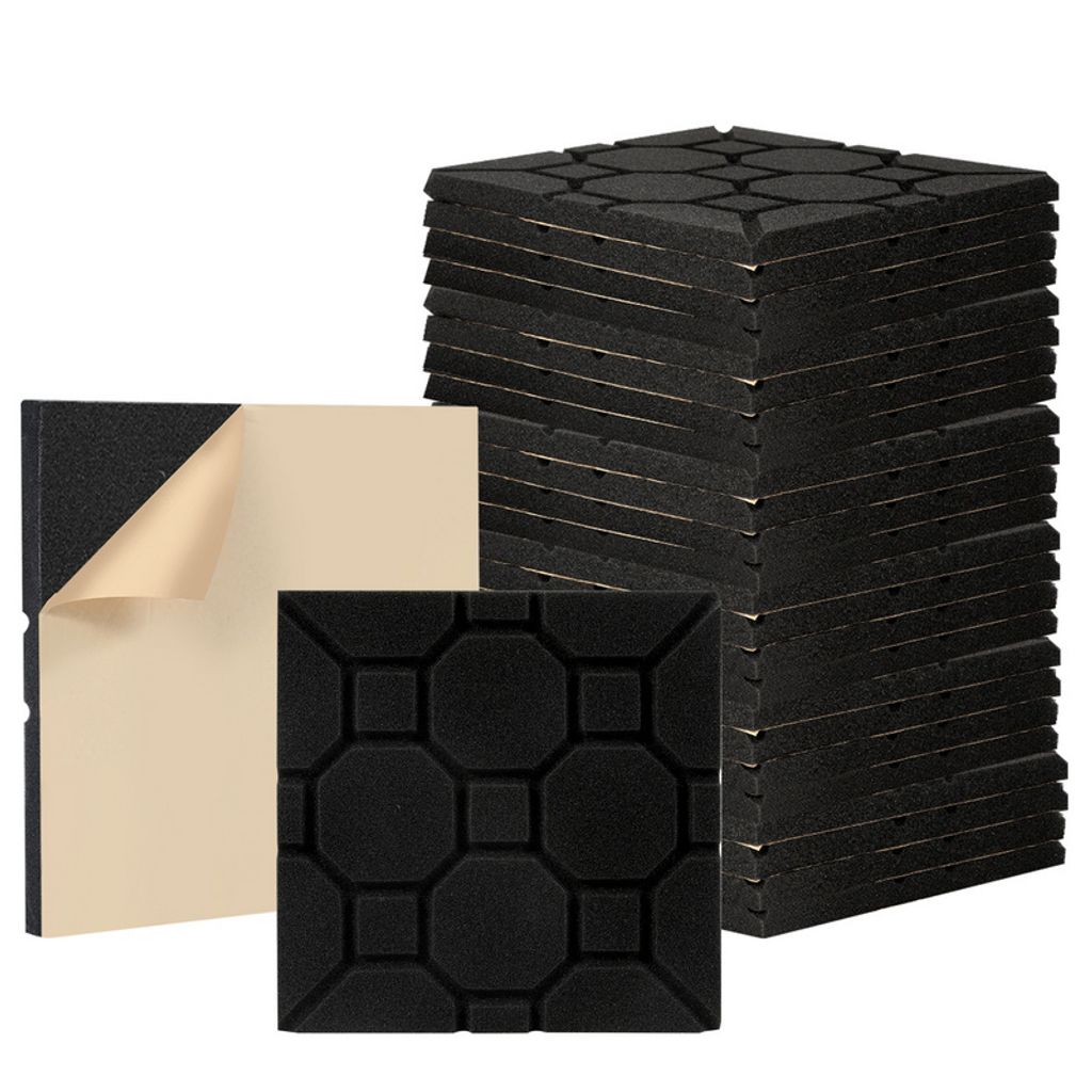 TolleTour 24X Akustikschaumstoff Selbstklebend Schwarz Absorber Quadrat schaumstoffe,30x30x2.5cm